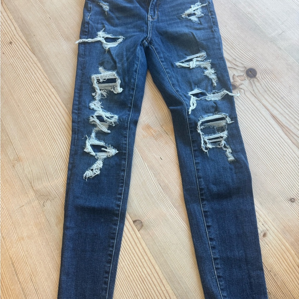 American Eagle Outfitters Ripped Dark Blue Skinny Jeans